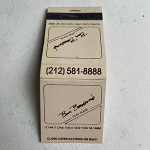 Vintage Ben‎ Benson's Steak House Restaurant Matchbook New York Advertising